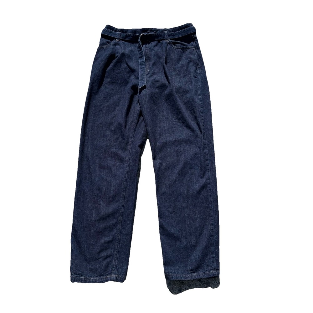 Uniqlo Belted Trouser Jeans Size 29x30 High Rise Relaxed Fit Dark Wash - Picture 7 of 11